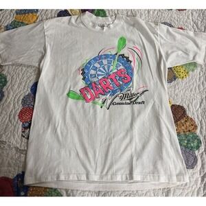 Vintage MGD Miller Genuine Draft T-Shirt XL Single Stitch Darts Hanes